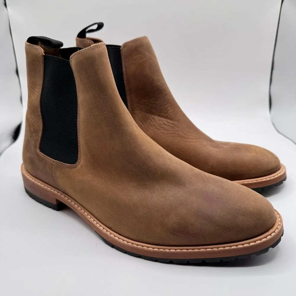 Nisolo Marco Everyday Chelsea Leather Men's 11.5 Pull-On Boots Brown All Weather